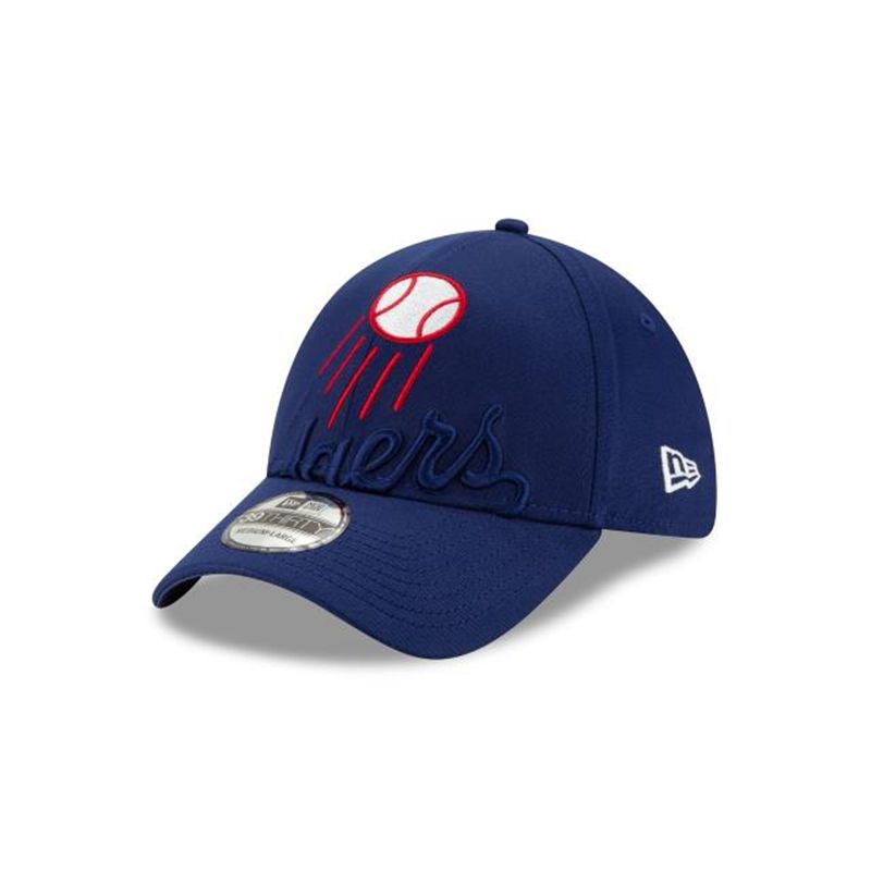 MLB Los Angeles Dodgers Logo Elements 39Thirty Stretch Fit (KXI6616) - Blue New Era Caps